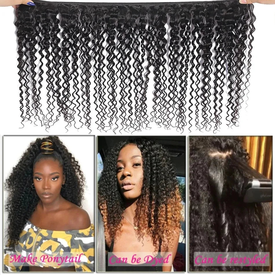 Afro Kinky Curly Bundles 1/3/4PCS Human Hair Extensions 100% Unprocessed Virgin Human Hair Weave Bundles Jerry Curl