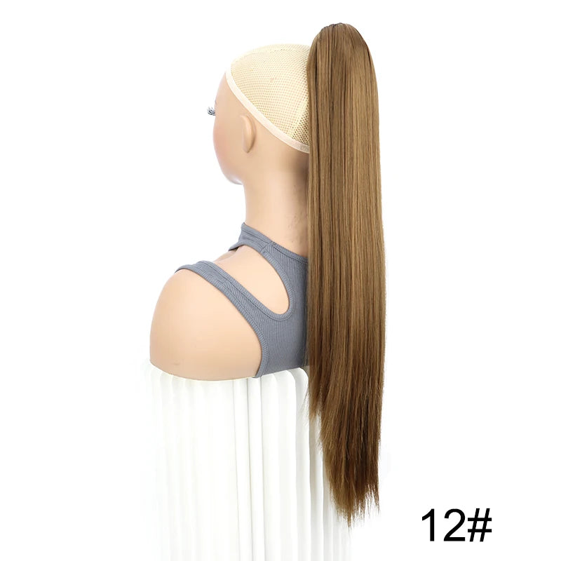 Syntheitc Claw Clip On Long Straight Ponytail Hair Extension Black Brown Blonde for Women