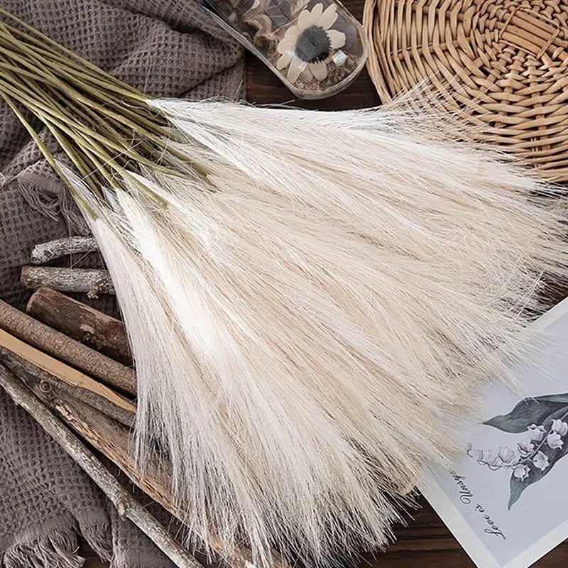 10pcs Artificial Reed Ins Wind Bouquet Imitation Flowers Bohemian Home Living Room Decor Fake Reed Christmas Wedding Decoration