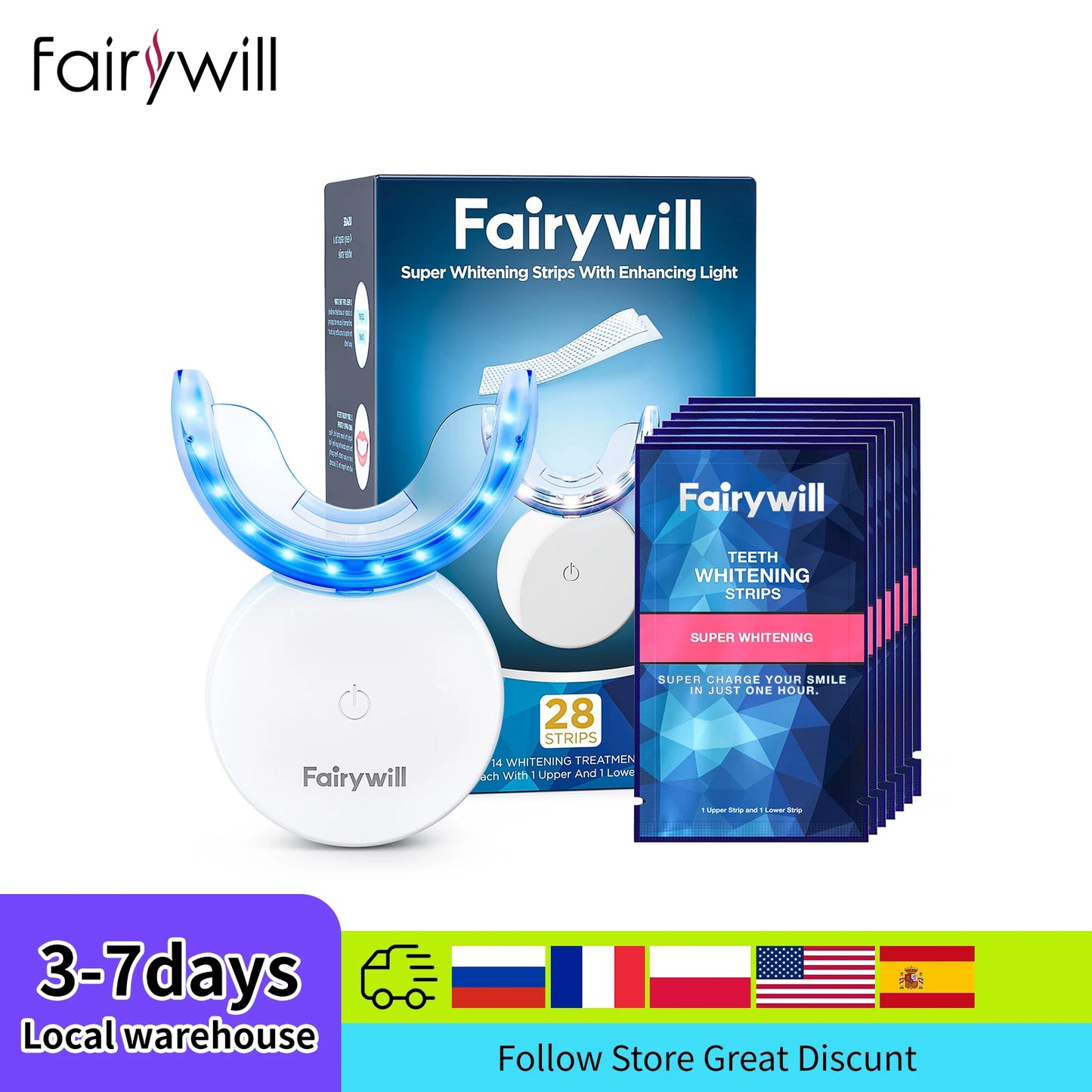 Fairywill Teeth Light Whitening Instrument Lights Oral Hygiene Interdental Healthy Teeth Care Easy to Use and Fast Result