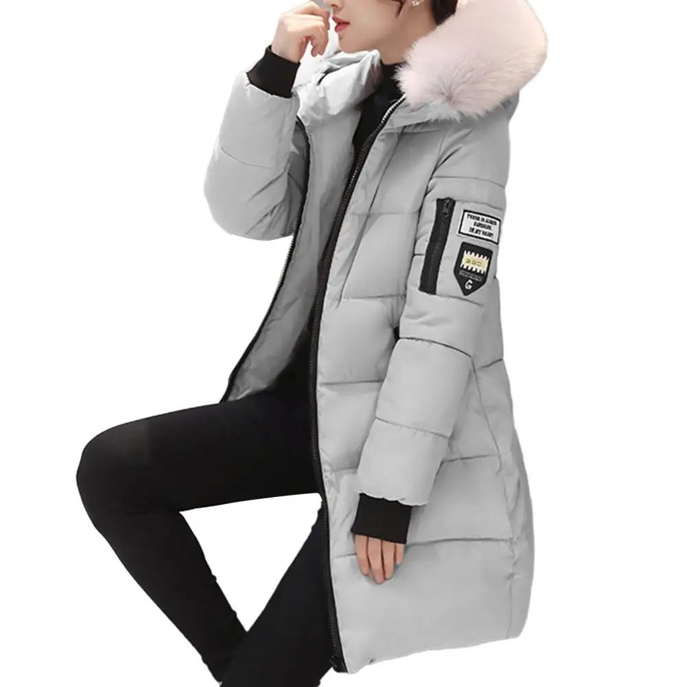 Winter Women Parka Coats Long Cotton Casual Fur Hooded Jackets Thick Warm Slim-fit Jacket Female Overcoat Clothing