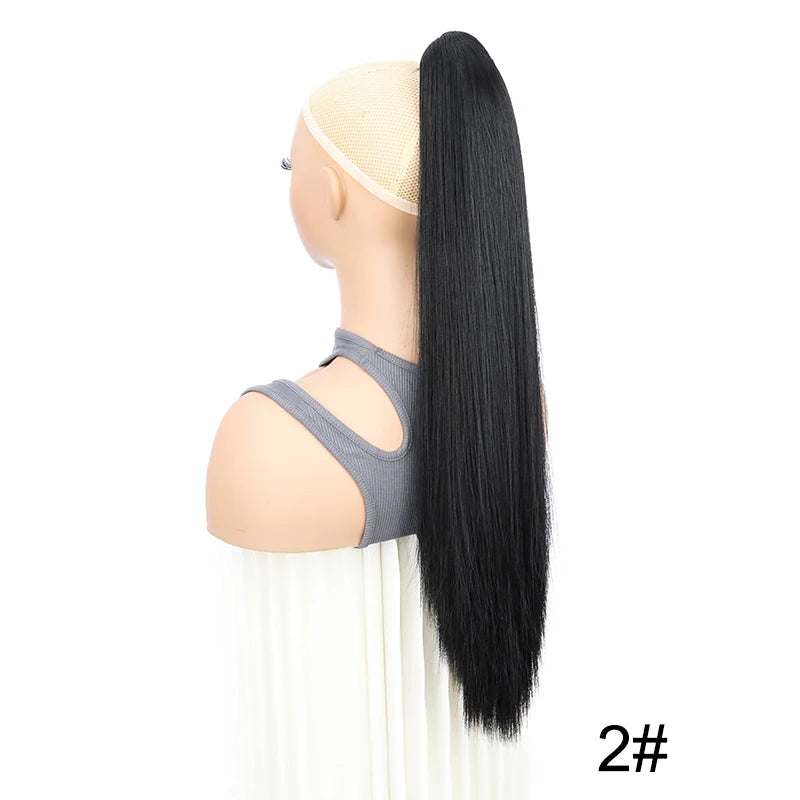 Syntheitc Claw Clip On Long Straight Ponytail Hair Extension Black Brown Blonde for Women