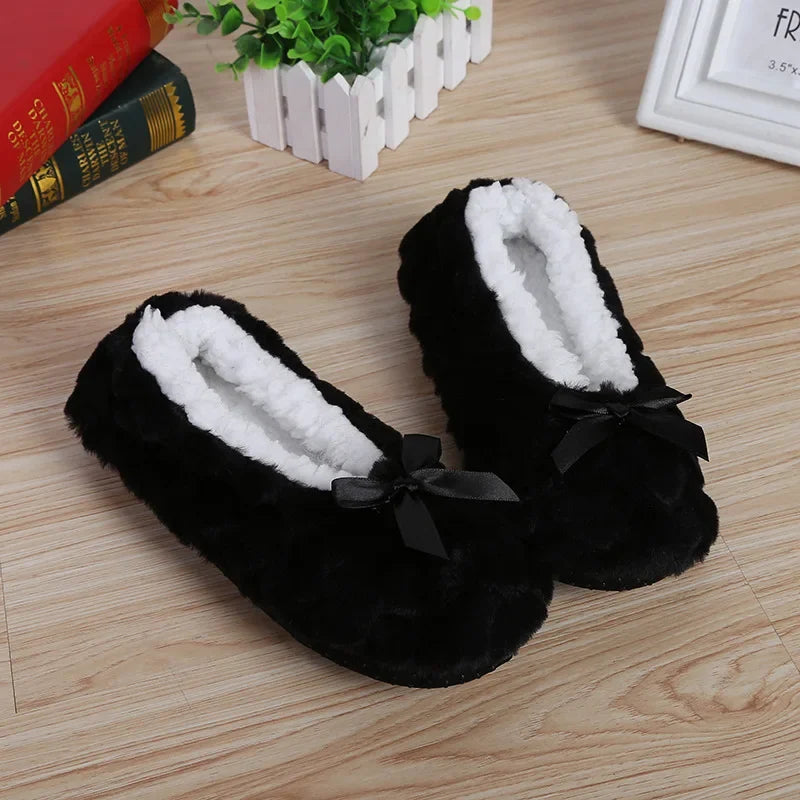 Home Fuzzy Slipper Women Winter Fur Contton Warm Plush Non Slip Grip Indoor Fluffy Lazy Female Mouse Ears Floor Shoe Living room