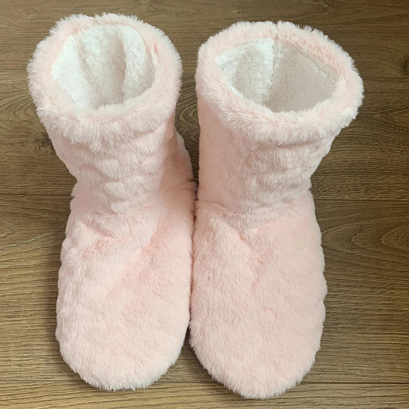 Winter Adult Men And Women Thick Warm Floor Shoes High Tube Non-Slip Indoor Cotton Shoes Plush Home Slippers Shoes Women Girl