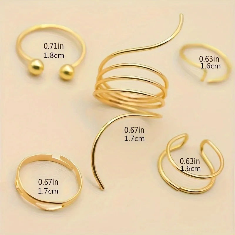 5 Pieces of Minimalist, Fashionable, Irregular Gold Women's Ring Set, Finger Ring, Fashionable Girl Jewelry Gift