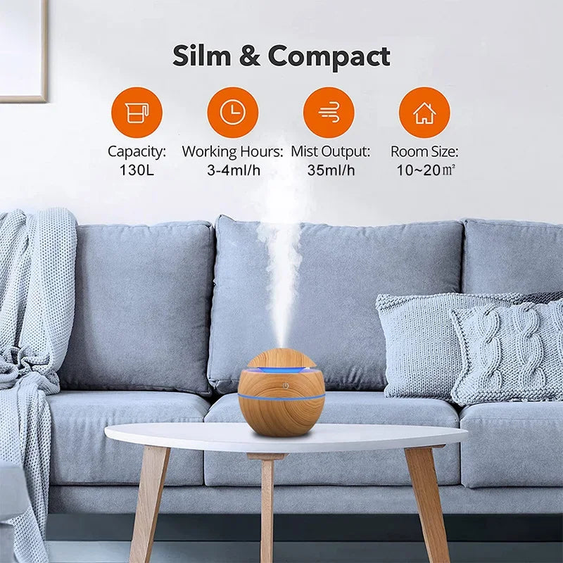 Sprayer Essential Oil Fragrance Mini Home Wood Grain Air Humidifier Electric Air Aroma Diffuser Purifie