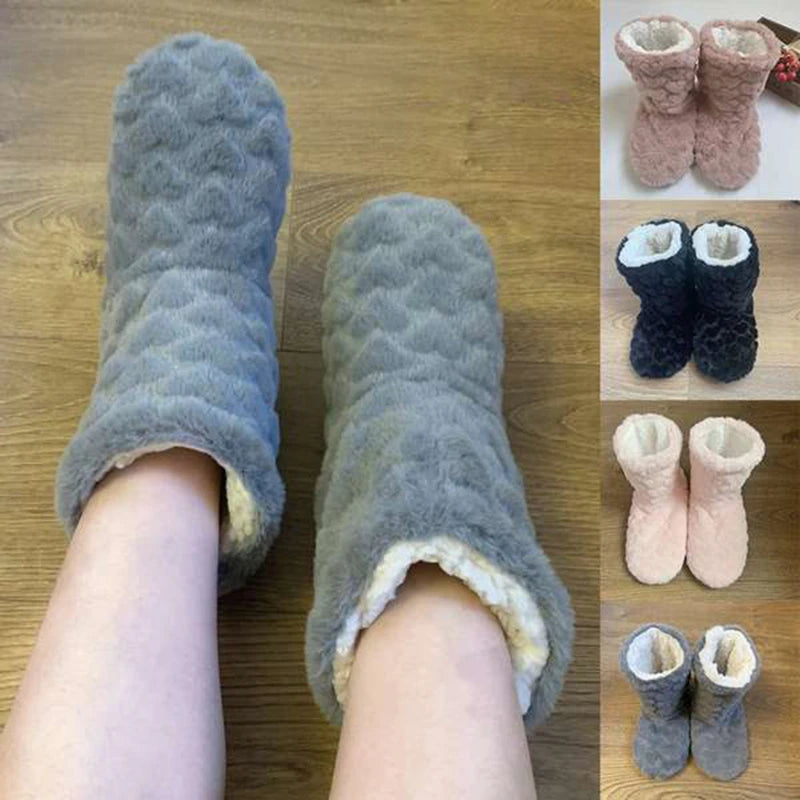 Winter Adult Men And Women Thick Warm Floor Shoes High Tube Non-Slip Indoor Cotton Shoes Plush Home Slippers Shoes Women Girl