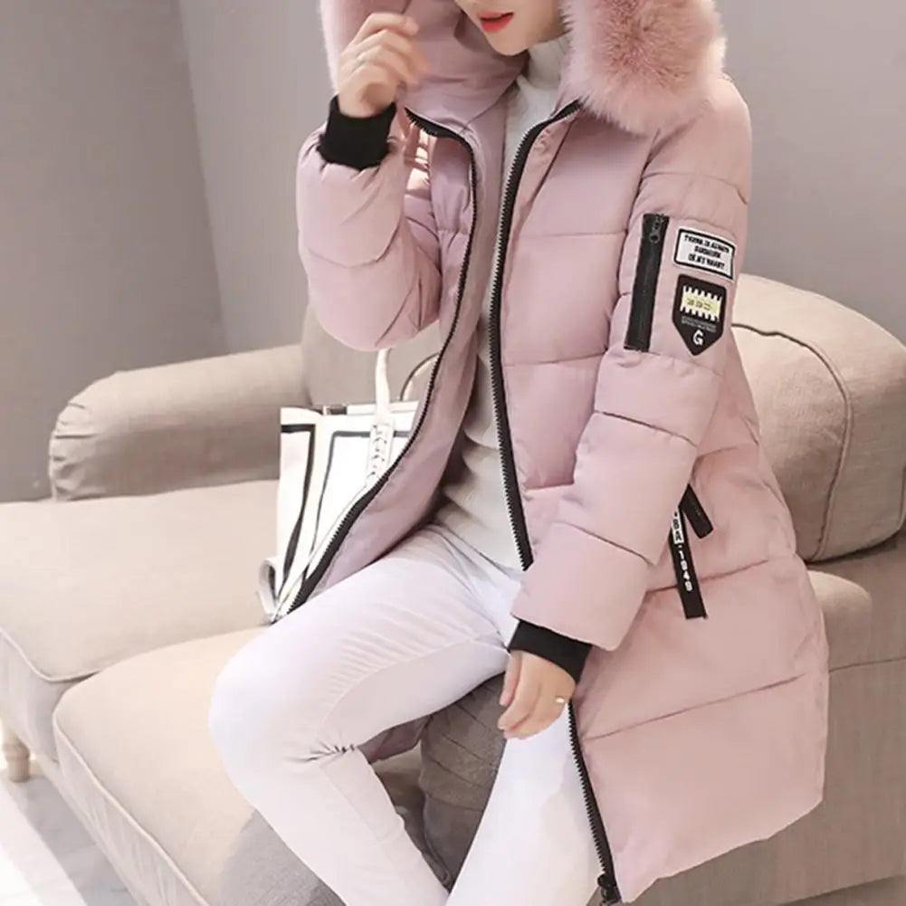 Winter Women Parka Coats Long Cotton Casual Fur Hooded Jackets Thick Warm Slim-fit Jacket Female Overcoat Clothing