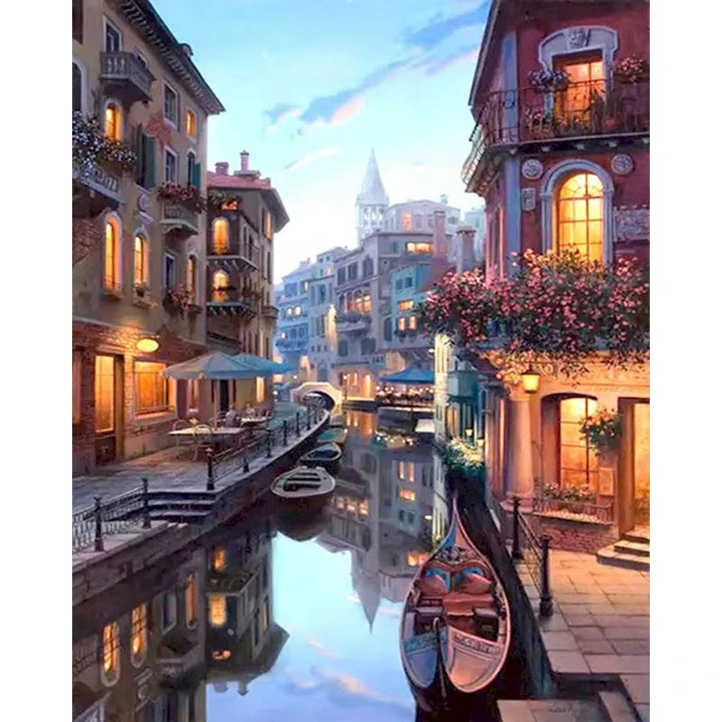 City Landscape Painting By Numbers For Adults DIY Kits HandPainted On Canvas With Framed Oil Picture Drawing Coloring By Number