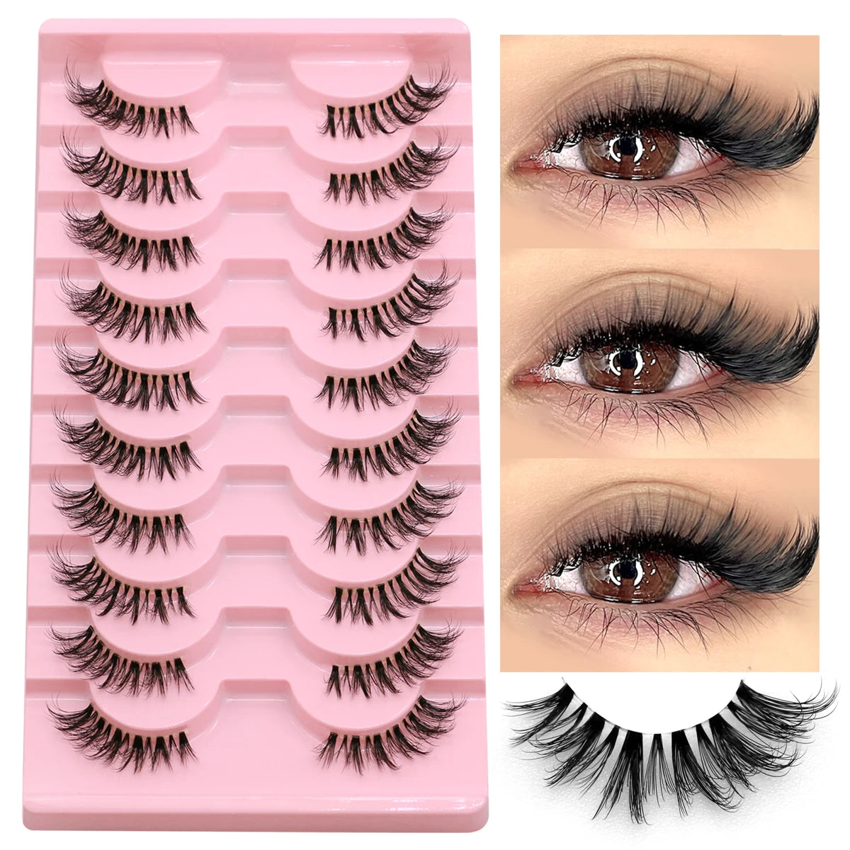 Half Lashes Soft Natural Clear Band Lashes Natural Look Faux Mink Wispy Mink Eyelashes Extension Makeup