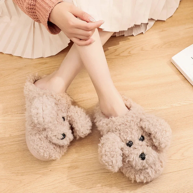 Winter Warm Furry Cotton Shoes Couples Home Indoor Bedroom Cozy Slippers