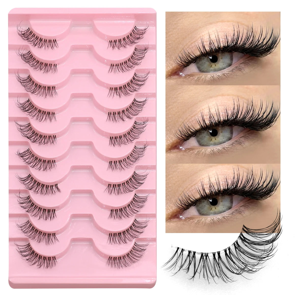 Half Lashes Soft Natural Clear Band Lashes Natural Look Faux Mink Wispy Mink Eyelashes Extension Makeup