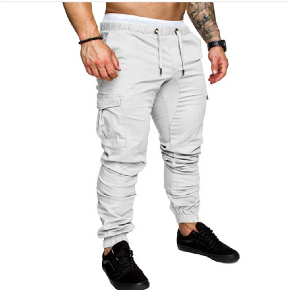 New Tooling Multi Pocket Trousers Men's Cargo Pants Woven Fabric Casual Safari Style Joggers Men