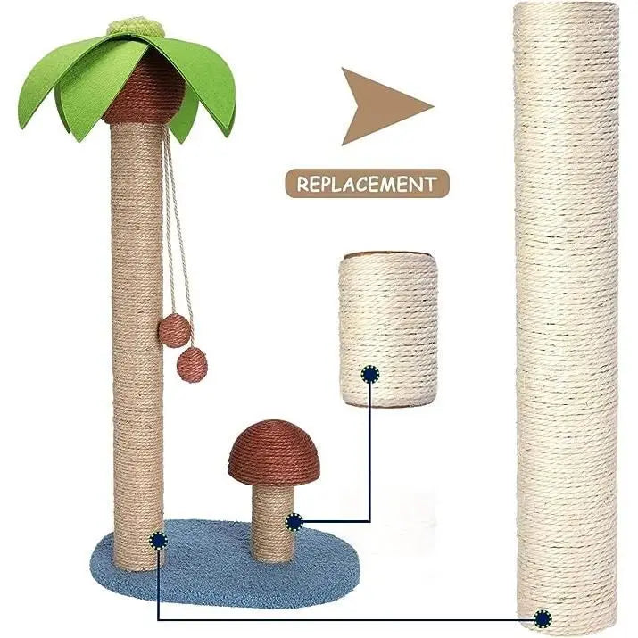 Natural Sisal scraper post for cats-various sizes available 10mm spare scratch screw for cats beige-natural Sisal with thread-good quality spare parts sisal posts