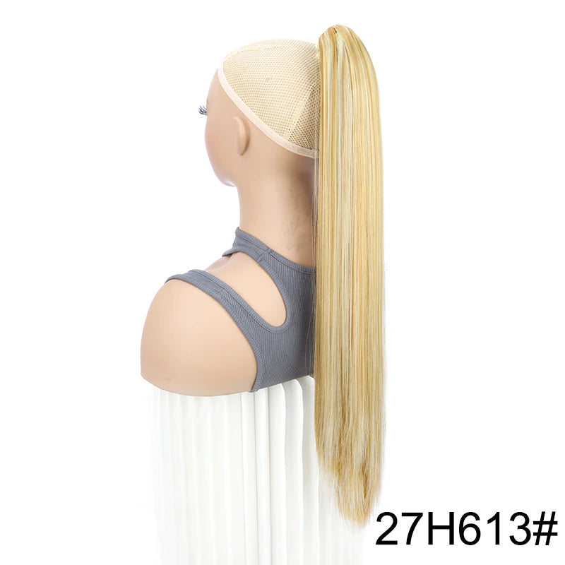 Syntheitc Claw Clip On Long Straight Ponytail Hair Extension Black Brown Blonde for Women