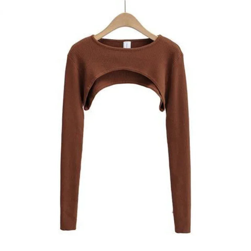 T-shirts Women Long Sleeve Crop Top Spring Autumn Y2k Aesthetic Clothes O-neck Black White Sexy Tshirt