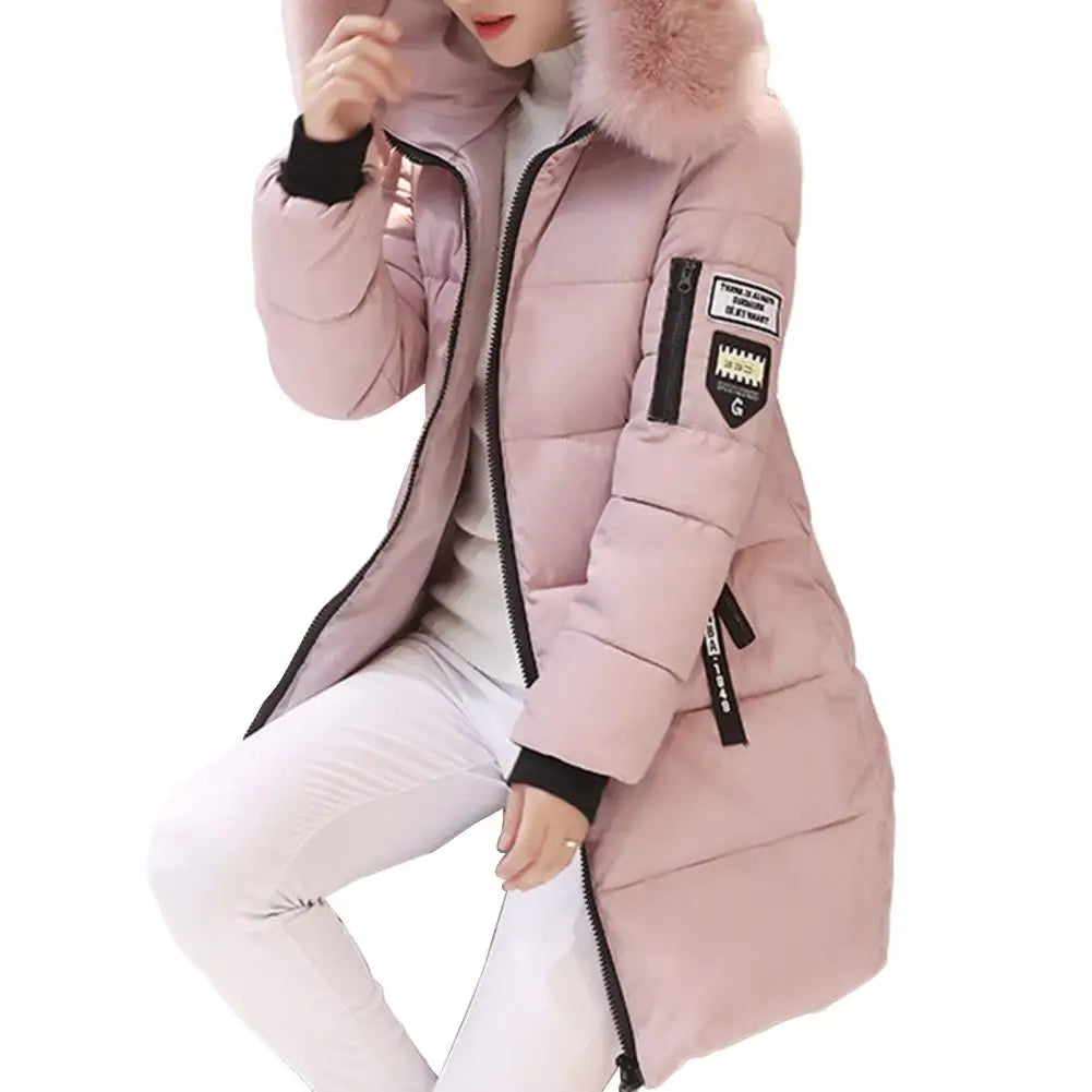 Winter Women Parka Coats Long Cotton Casual Fur Hooded Jackets Thick Warm Slim-fit Jacket Female Overcoat Clothing