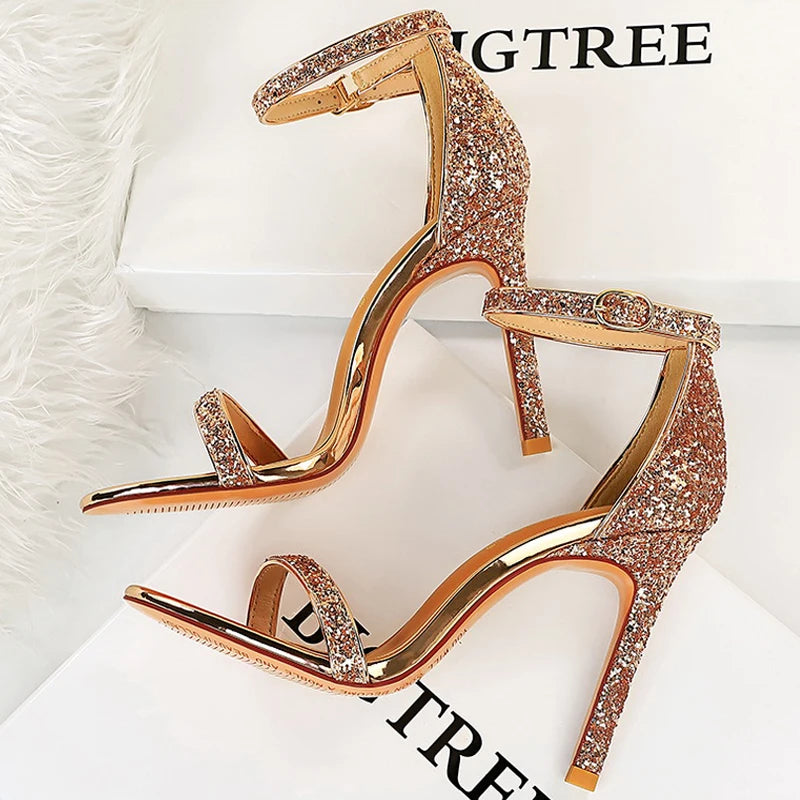 Shoes Sexy High Heels Women Pumps Sparkle Sequins Stiletto Heels 10 Cm Party Shoes Women Heels Summer Women Sandals New