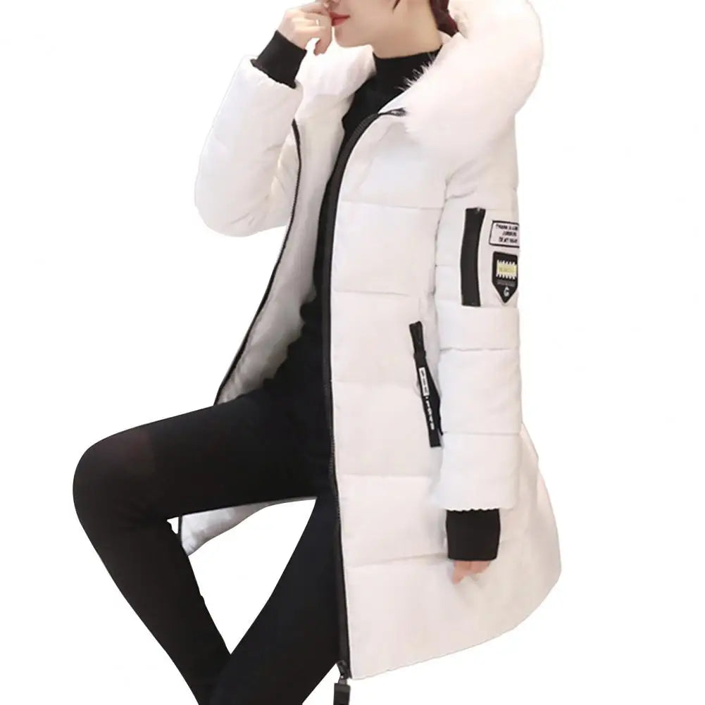 Winter Women Parka Coats Long Cotton Casual Fur Hooded Jackets Thick Warm Slim-fit Jacket Female Overcoat Clothing