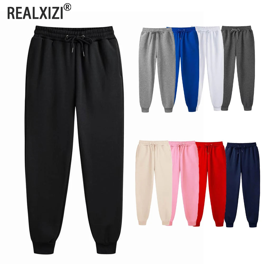 Men's Sweatpants Spring Autumn Fleece Pants Sport Long Pants Casual Drawstring Pockets Trousers Oversize Sweatpants For Men