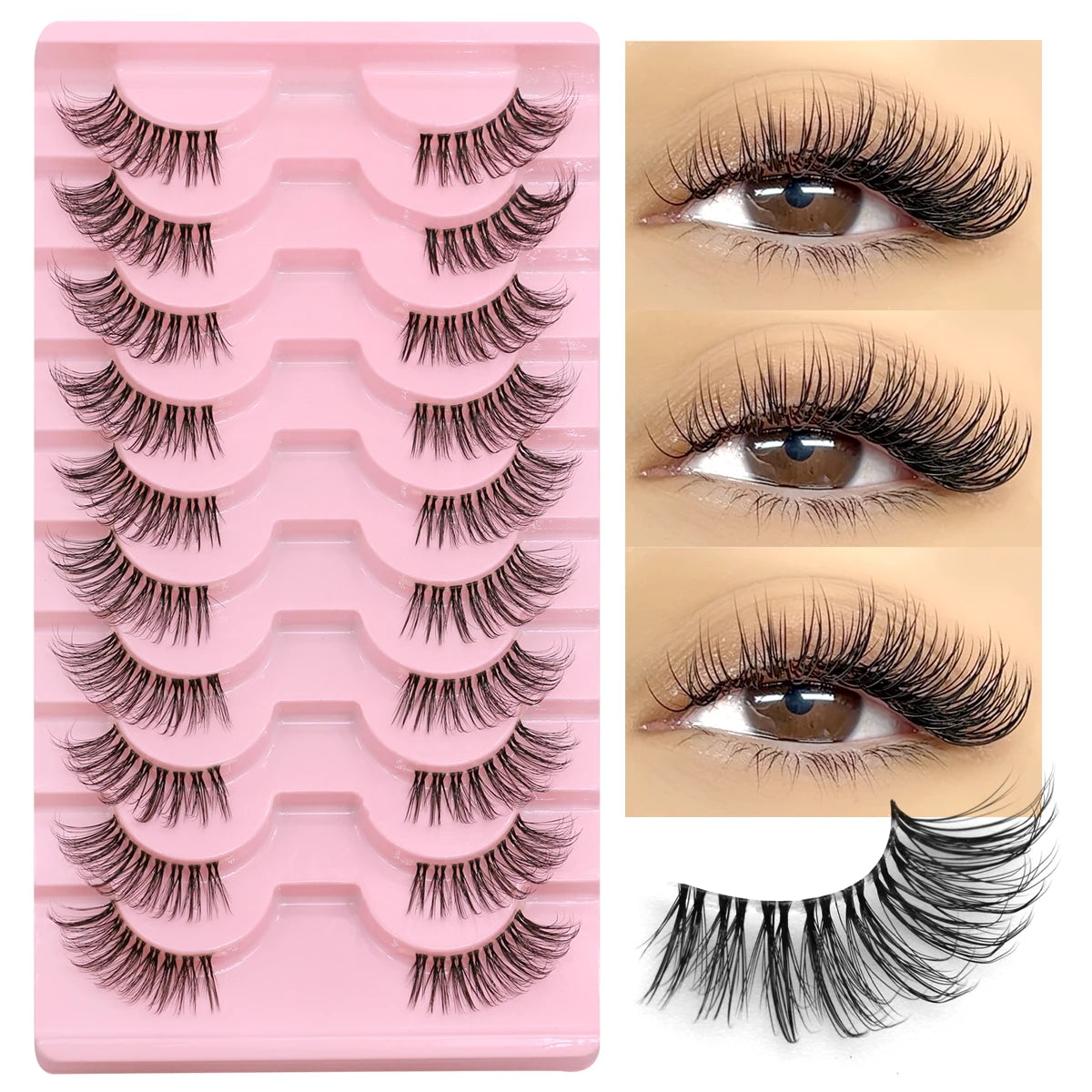 Half Lashes Soft Natural Clear Band Lashes Natural Look Faux Mink Wispy Mink Eyelashes Extension Makeup