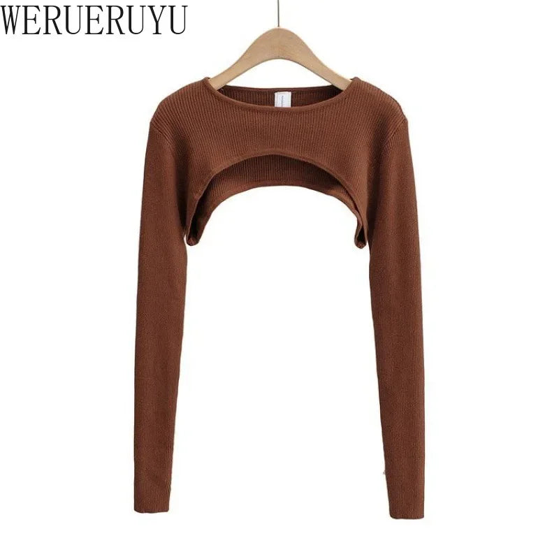 T-shirts Women Long Sleeve Crop Top Spring Autumn Y2k Aesthetic Clothes O-neck Black White Sexy Tshirt