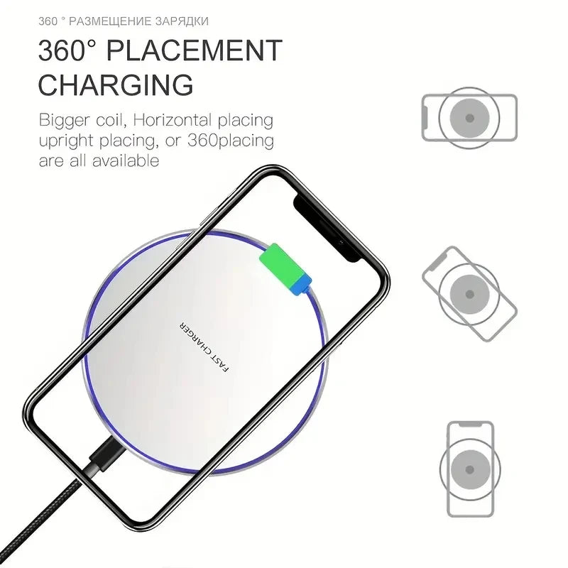 Wireless Charger For iPhone 15 14 13 12 X Pro Max Induction Fast Charging Pad Dock Station For Samsung S23 S22 Xiaomi Huawei