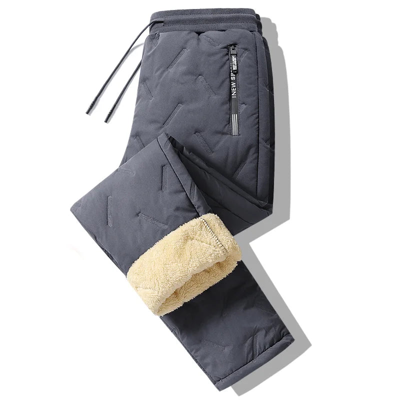 Winter Sweatwear Men Plush Thick Fleece Sweatpant Lambswool Thermal Trousers Casual Pants Windproof Warm Cotton Pants