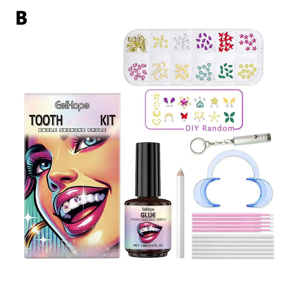 DIY Tooth Gem Kit Super Viscose Water Diamond Crystal Jewelry Tooth Decoration Teeth Easy Remove Install Tooth Jewelry Kit