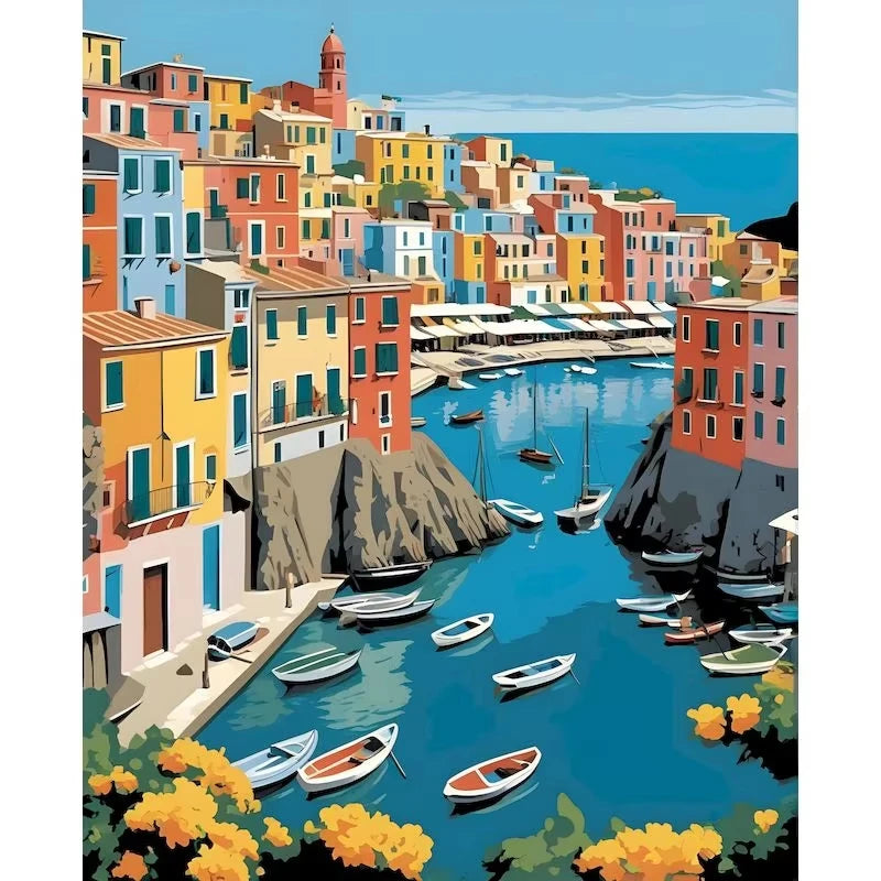 City Landscape Painting By Numbers For Adults DIY Kits HandPainted On Canvas With Framed Oil Picture Drawing Coloring By Number