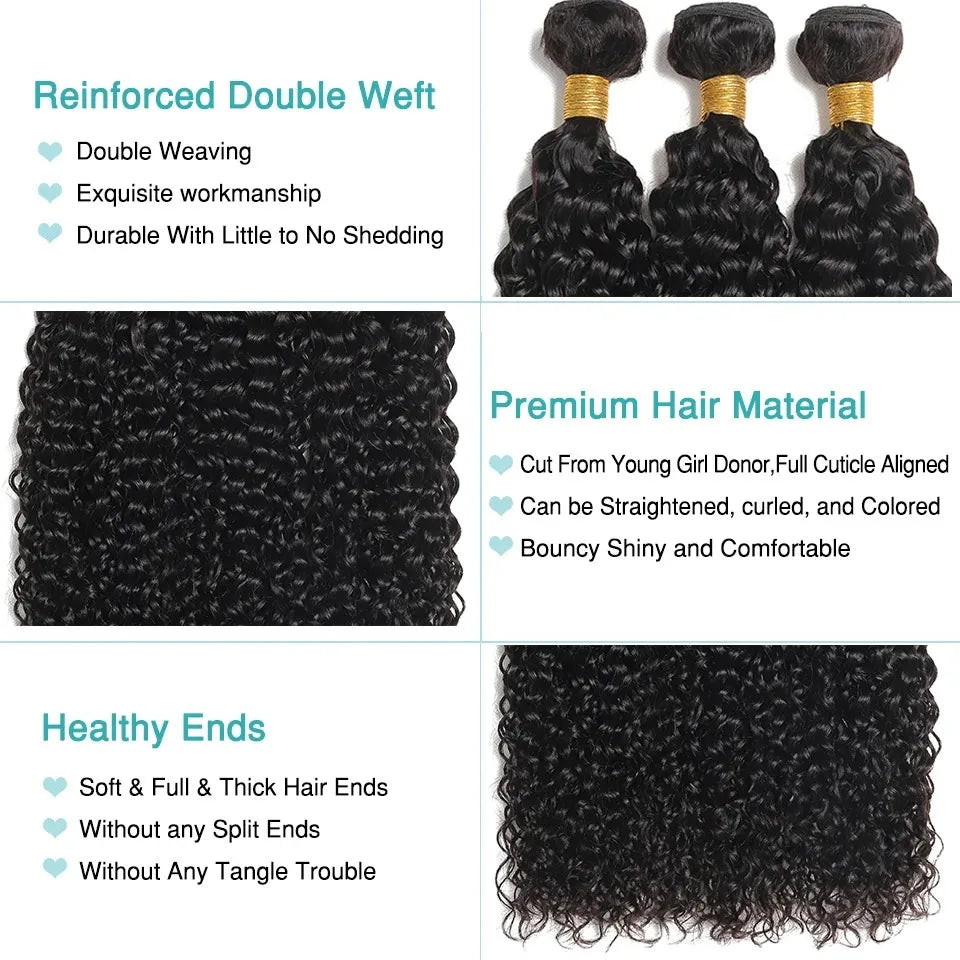 Afro Kinky Curly Bundles 1/3/4PCS Human Hair Extensions 100% Unprocessed Virgin Human Hair Weave Bundles Jerry Curl