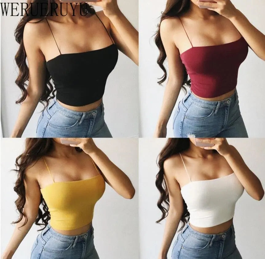 Crop Top Women Aesthetic Streetwear White Black Yellow Red Tank Top for Womens