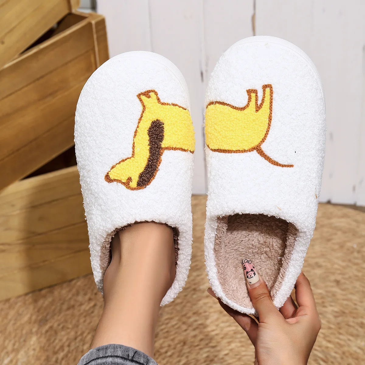 Platform Fluffy Slippers Women House Plush Cartoon Dog Designer Winter Shoes Girls Flats Home Fashion Casual Footwear Large Size