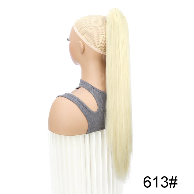 Syntheitc Claw Clip On Long Straight Ponytail Hair Extension Black Brown Blonde for Women