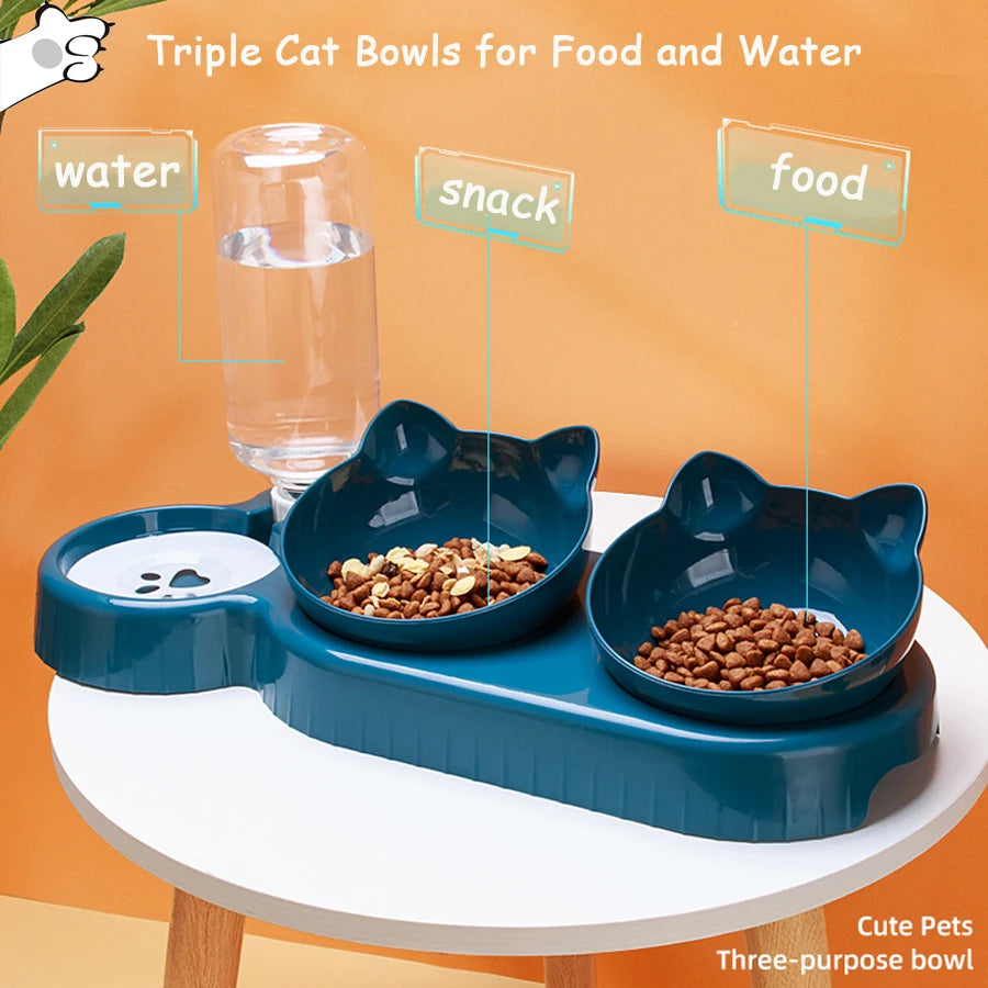 Triple Cat Bowls PetDesign for Cats and Dogs