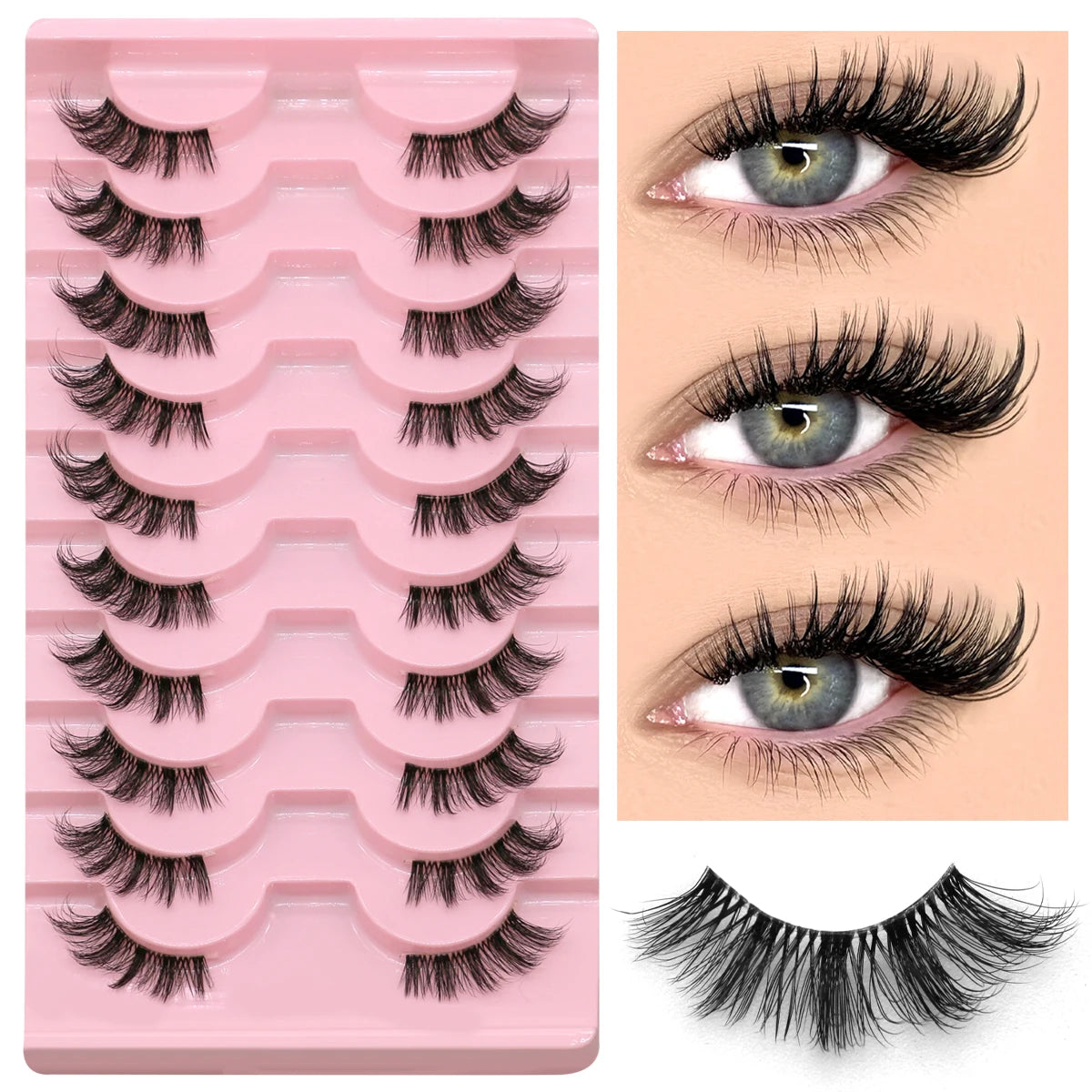 Half Lashes Soft Natural Clear Band Lashes Natural Look Faux Mink Wispy Mink Eyelashes Extension Makeup