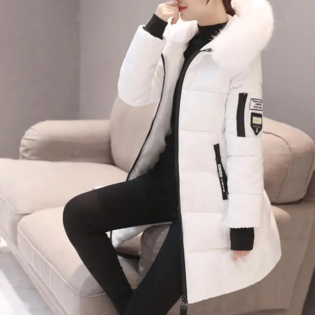 Winter Women Parka Coats Long Cotton Casual Fur Hooded Jackets Thick Warm Slim-fit Jacket Female Overcoat Clothing