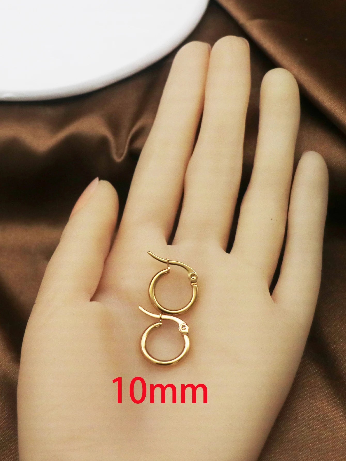 1Pairs/2Pcs 10 To 70mm Gold Color Big Round Stainless Steel Earrings Trendy Jewelry For Women