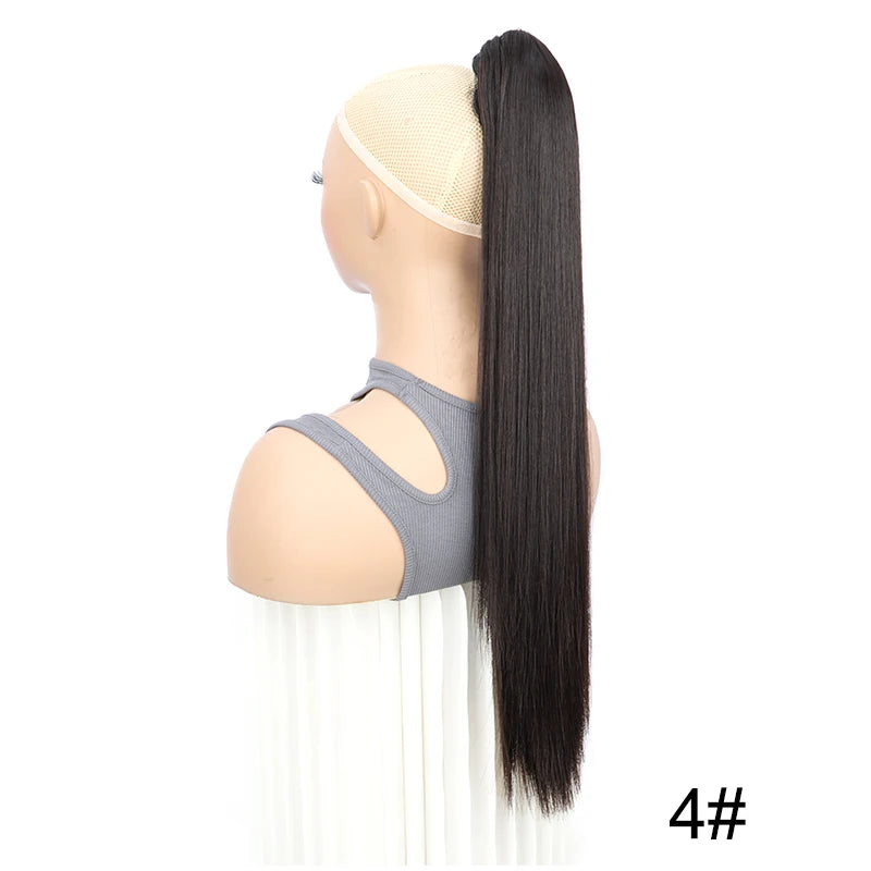 Syntheitc Claw Clip On Long Straight Ponytail Hair Extension Black Brown Blonde for Women