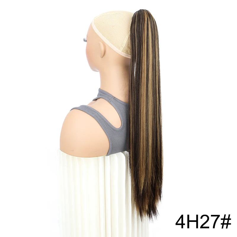 Syntheitc Claw Clip On Long Straight Ponytail Hair Extension Black Brown Blonde for Women