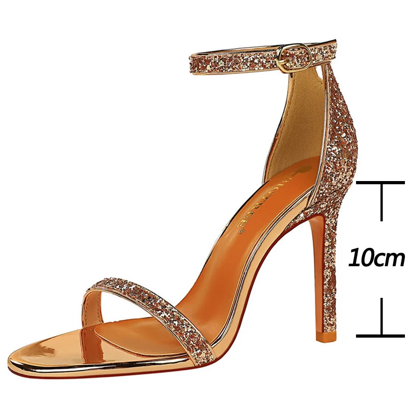 Shoes Sexy High Heels Women Pumps Sparkle Sequins Stiletto Heels 10 Cm Party Shoes Women Heels Summer Women Sandals New