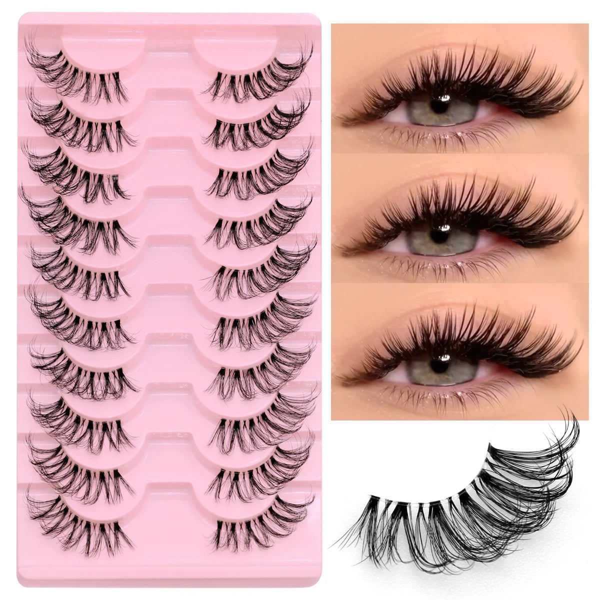 Half Lashes Soft Natural Clear Band Lashes Natural Look Faux Mink Wispy Mink Eyelashes Extension Makeup