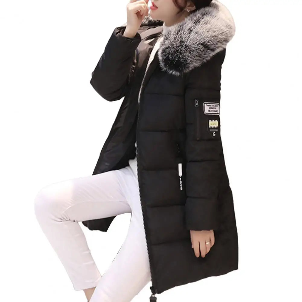 Winter Women Parka Coats Long Cotton Casual Fur Hooded Jackets Thick Warm Slim-fit Jacket Female Overcoat Clothing