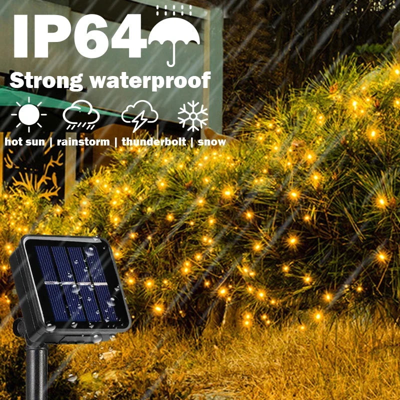 Solar String Lights Outdoor Waterproof Copper Wire Fairy Lights 8 Modes Suitable for Wedding Party Christmas Decoration