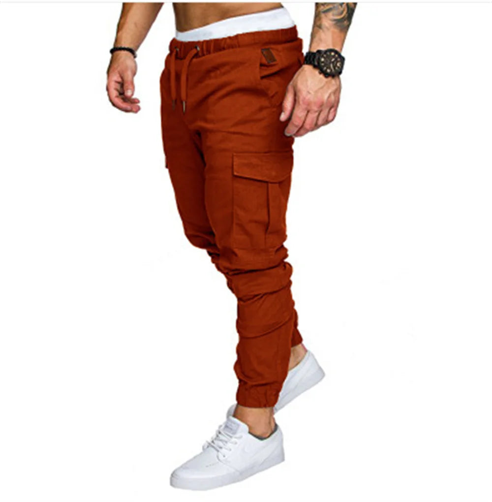 New Tooling Multi Pocket Trousers Men's Cargo Pants Woven Fabric Casual Safari Style Joggers Men