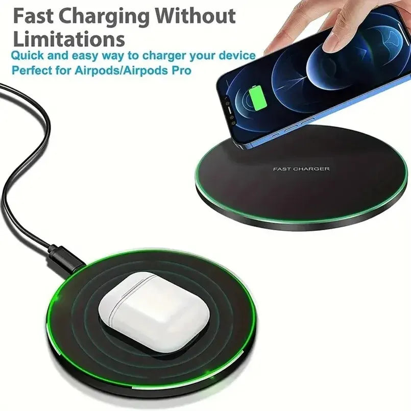 Wireless Charger For iPhone 15 14 13 12 X Pro Max Induction Fast Charging Pad Dock Station For Samsung S23 S22 Xiaomi Huawei