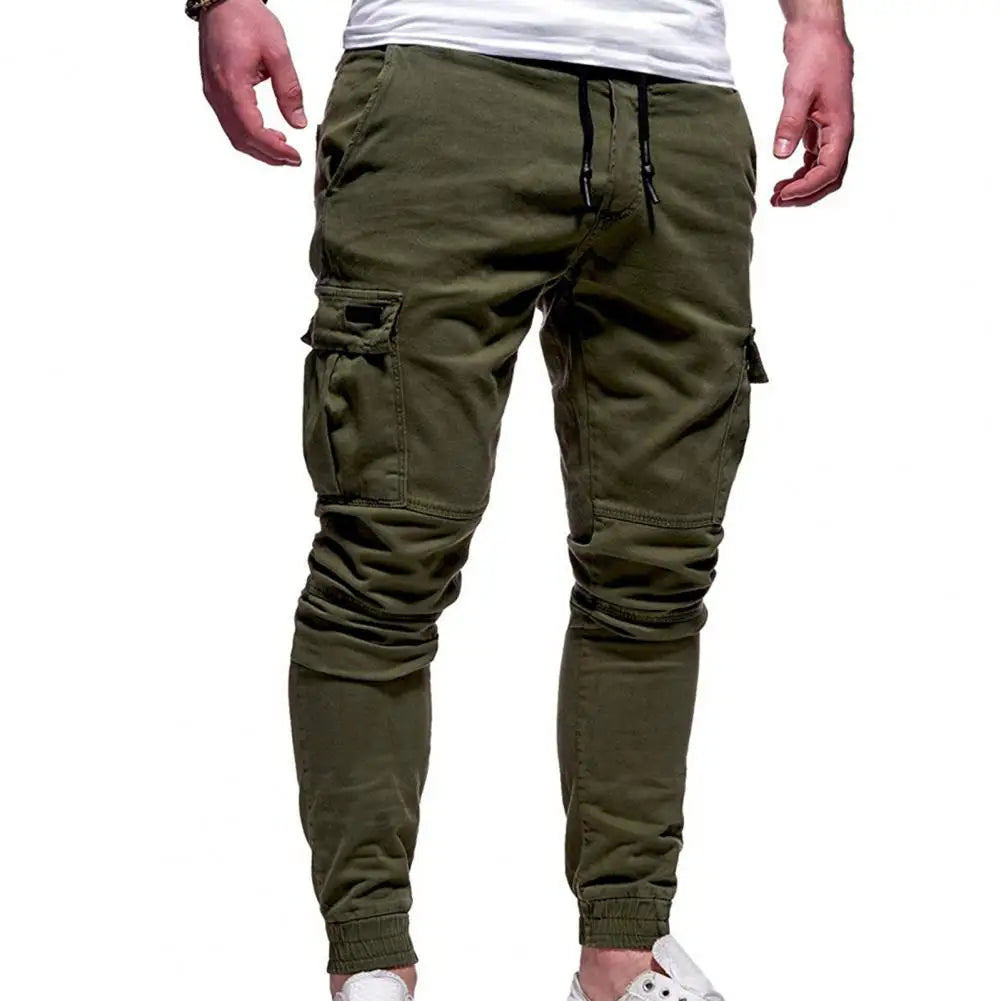 Fashion Trousers Pants Men Pants Solid Color Solid Color Multi Pockets Pants  Slim