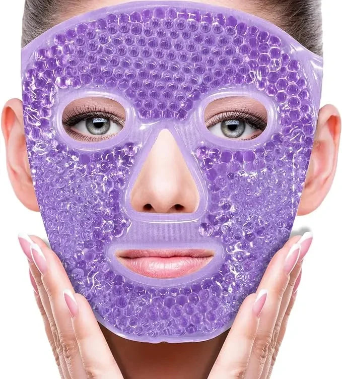 SPA Ice Cold and Hot Heat Full Face Eye Mask Sleeping Ice Pack Reduce Face Puff Dark Circles Gel Beads Compress for Woman