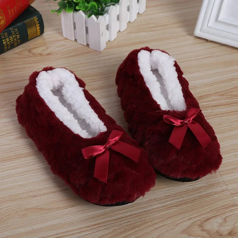 Home Fuzzy Slipper Women Winter Fur Contton Warm Plush Non Slip Grip Indoor Fluffy Lazy Female Mouse Ears Floor Shoe Living room