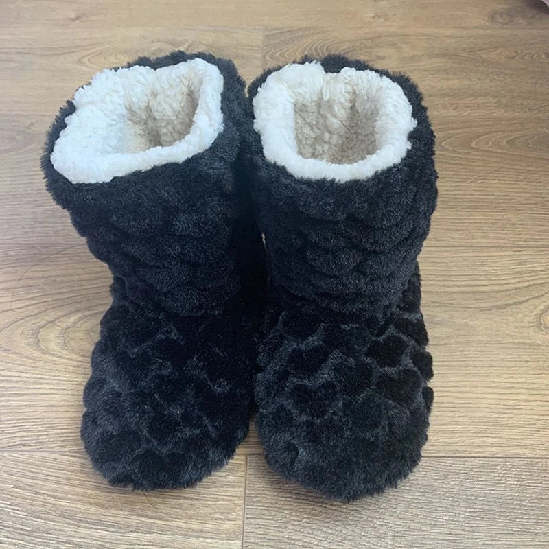 Winter Adult Men And Women Thick Warm Floor Shoes High Tube Non-Slip Indoor Cotton Shoes Plush Home Slippers Shoes Women Girl